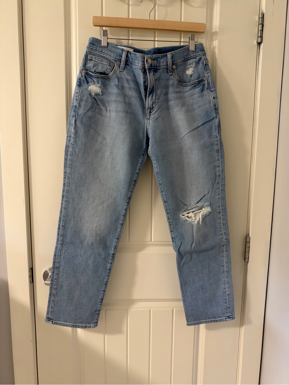 GAP Light Blue Distressed Straight Jeans